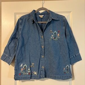 Vintage Christopher & Banks Embroidered Cotton Button Down